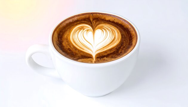 A white cup of latte art coffee