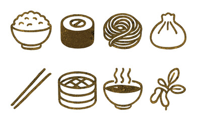 Line art icons of business meetings and presentations in various settings