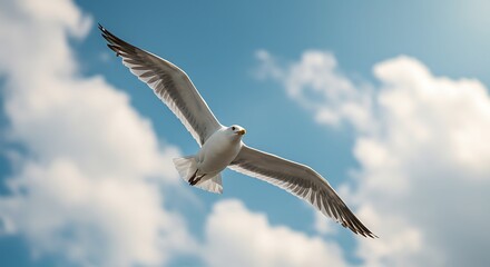 Obraz premium Seagull soaring sky