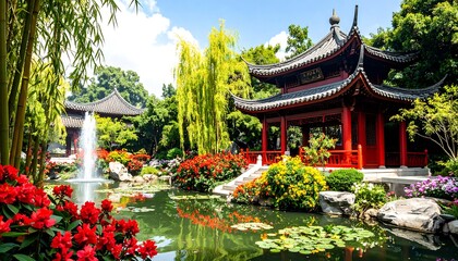 Peaceful Asian garden scene