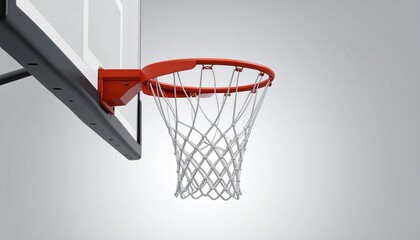 basketball hoop with orange rim and white net on transparent backboard