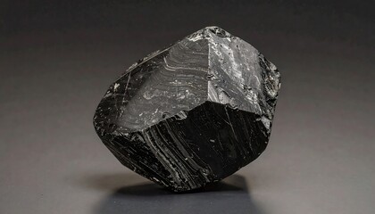 Dark, multifaceted, polished stone specimen