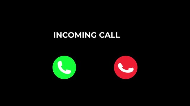 Incoming Call phone icon ringing on transparent background, mobile Notification alert animation.