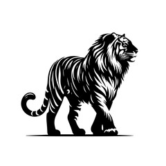 Fierce Roaring Tiger Vector – Wild Jungle Animal Illustration