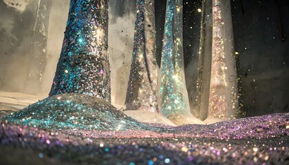 Glittery, fantastical forest scene