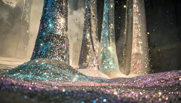 Glittery, fantastical forest scene