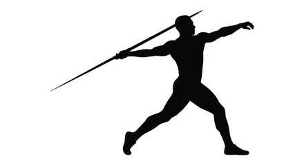a silhouette figure throwing a javelin in dynamic motion