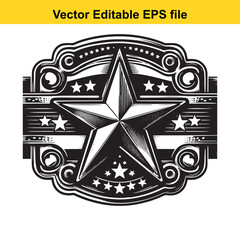 Obraz premium Western star emblem isolated on white background