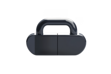 Dark gray padlock security lock safety metal protection secure digital lock isolated on transparent background