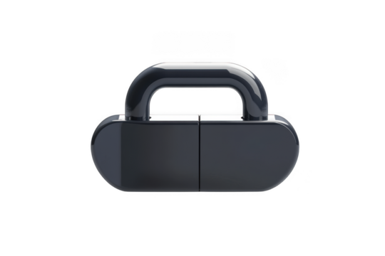 Dark gray padlock security lock safety metal protection secure digital lock isolated on transparent background