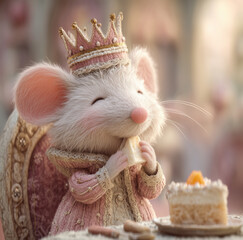 3D Cute Mouse Princess in Elegant Pink Dress
