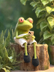 3D Green Frog Using Smartphone in Nature