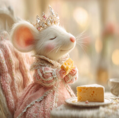 airytale Mouse Princess with Diamond Crown on Her Throne