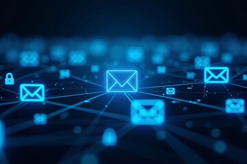 Secure email network digital communication technology cybersecurity data encryption connection concept