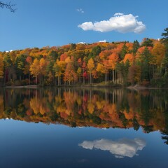 Obraz premium autumn trees reflected in water
