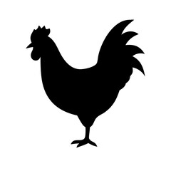 Black rooster silhouette vector illustration farm animal poultry cock fowl design graphic art clip art image vector