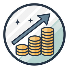 Growing Stacks of Gold Coins: Upward Trend, Financial Success, Positive Growth, Vector Illustration