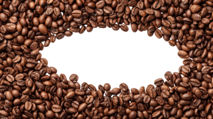 Coffee beans forming a frame on a black background, highlighting the joy of coffee.