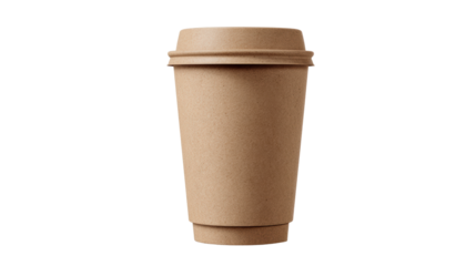 Craft paper coffee cup, empty, isolated on a white background.