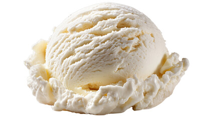 Creamy vanilla ice cream scoop on white isolate background.