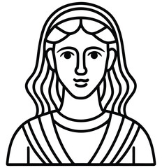 Vector illustration of a woman with a beautiful face and stylish hair, a simple line art drawing