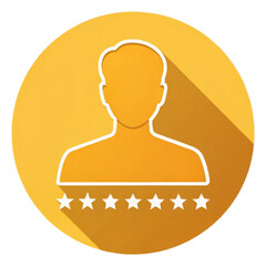 Five-Star User Profile Icon: Gold, Flat Design, Positive Feedback Illustration