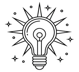 Creative idea concept, a bright hand-drawn light bulb illustration symbolizing innovation and power