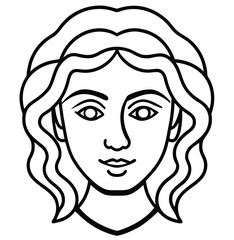 Elegant girl with long hair, her face a beautiful vector sketch illustration of a woman