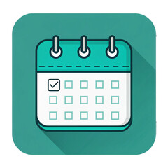 Teal Calendar App Icon: Modern, Minimalist Design, Task Management, Schedule Planning, Productivity Concept.