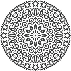Intricate Floral Mandala Design A Symmetrical and Ornate Pattern with Delicate Leaves Spirals and Concentric Circles for Meditative Visuals