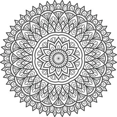 Intricate Floral Mandala Design A Symmetrical Display of Geometric Patterns and Repeating Motifs in a Circular Ornamental Composition