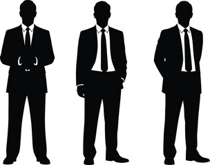 Businessman silhouette vector illustration, formal suit man design, corporate professional outline, office executive artwork, business people graphic, black silhouette style