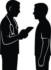 Vector Doctor consulting with patient silhouette Illustrator
