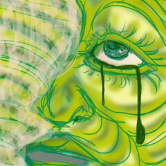 泣く人　シュール　抽象