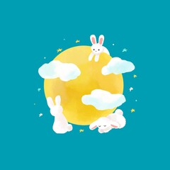 お月見うさぎのイラスト