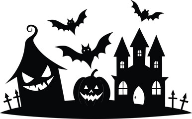 halloween background with haunted house
