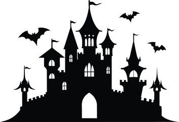 halloween castle vector illustration