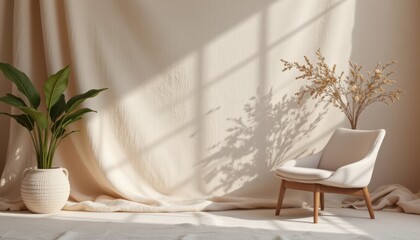 create an elegant and soothing photograph that captures the essence of minimalism by incorporating a textured textile structure in a soft color, such as beige, gray