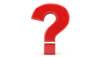 Naklejka premium Red question mark, 3D rendering, isolated on white background, symbol of inquiry, doubt, uncertainty, and problem-solving