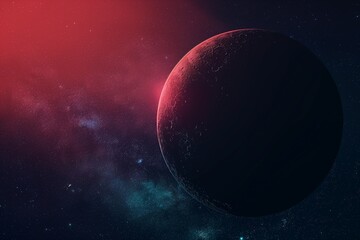 Obraz premium Dark silhouette of planet horizon against glowing galaxy gradient, modern minimal cosmic mockup background.