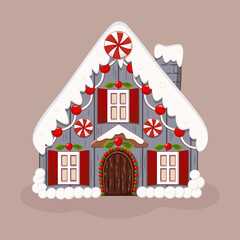 Delightful Christmas Gingerbread House With Festive Decorations and Candy Canes
