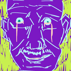 泣く人　シュール　抽象