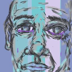 泣く人　シュール　抽象