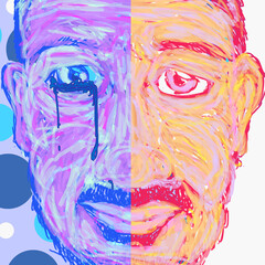 泣く人　シュール　抽象