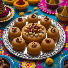 Delectable Motichoor Ladoo: Festive Indian Sweets, Gourmet Dessert Platter