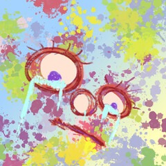 泣く人　シュール　抽象