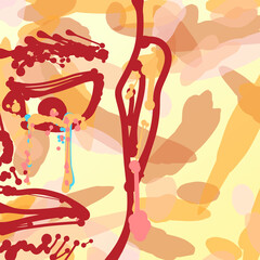 泣く人　シュール　抽象