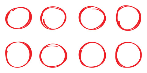 Hand drawing circle line sketch set. Doodle round circles for message note mark design element. Hand drawn circle line sketch set. Vector circular scribble doodle round circles for message note mark.