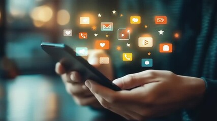 Smartphone Notifications Connecting with Digital Content and Social Media - Powered by Adobe