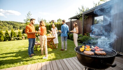 Outdoor barbecue party in a garden